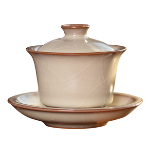 问鼎哥窑香罗叠雪盖碗套装景德镇开片陶瓷功夫茶具喝茶家用礼盒装