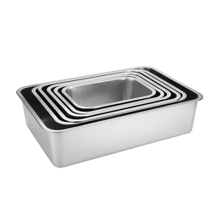 长方形加深不锈钢平底方盆平底托盘漏盘孔眼带盖洗滤盆晾水沥水盆