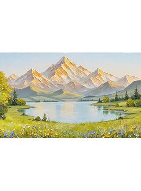 《天长水阔》奶油原木风客厅沙发背景墙壁画风景书房挂画玄关壁画