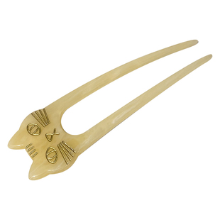 17mart韩国发饰法式复古气质猫咪醋酸发钗大号盘发簪子U型发簪