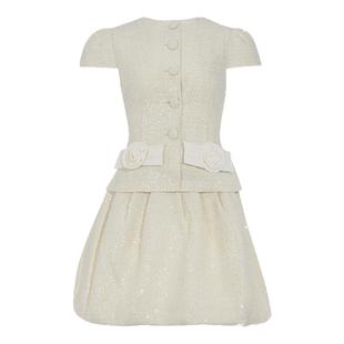 SELF PORTRAIT 女士白色织物面料蓬蓬连衣裙淑女裙银泰 300217