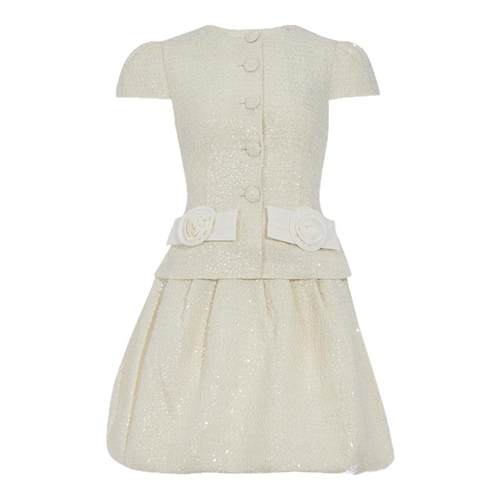 SELF PORTRAIT 女士白色织物面料蓬蓬连衣裙淑女裙银泰 300217