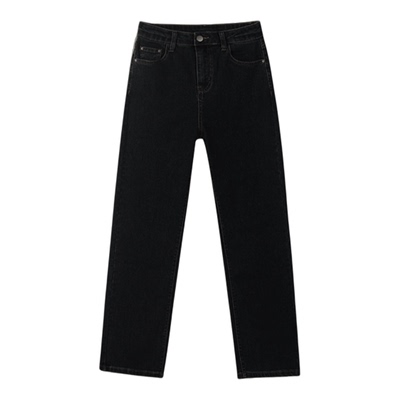 烟管裤女新款黑色九分直筒牛仔裤