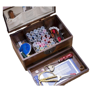 家用针线盒百宝箱手工diy缝纫工具套装针线收纳盒实木嫁妆盒结婚