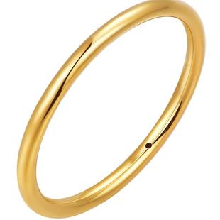 明牌珠宝硬金戒指 t叠戴小金圈黄金戒指素金戒指百搭款 AFM0145