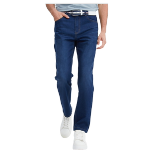 波顿男士2025春夏新款棉麻中蓝色冰凉丝牛仔裤高端美式休闲裤子