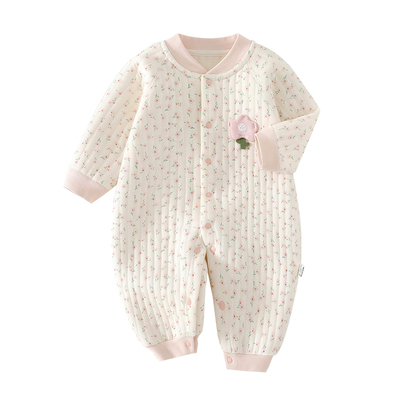 婴儿秋冬夹棉宝宝外出连体衣