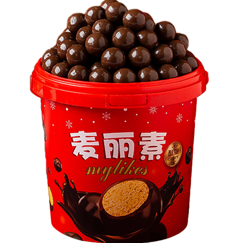 麦丽素桶装巧克力豆零食小吃休闲
