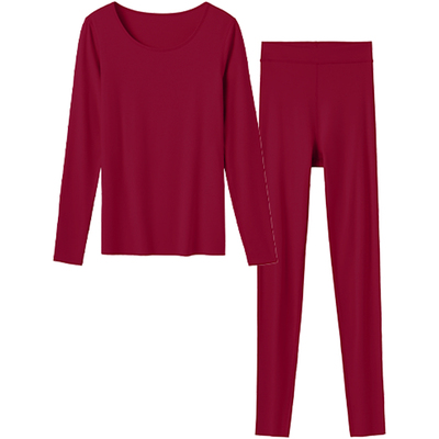 ubras红色羊毛保暖内衣女套装