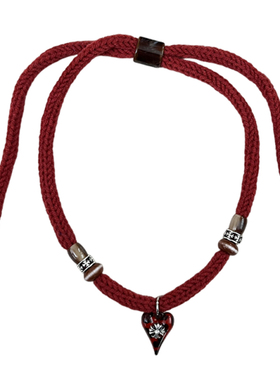 安可拉红毛线针织项链女小众设计