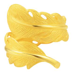 周生生官方正品直营黄金足金爱情密语羽毛素金戒指女戒86820R