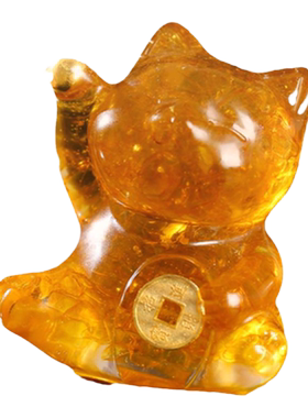 水晶金钱猫居家办公桌面摆件