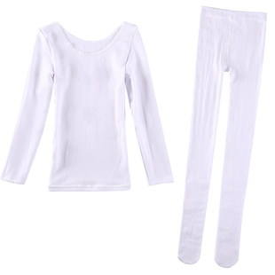 儿童白色打底衣紧身儿童舞蹈服弹力男童女童演出服内衣秋冬练功服