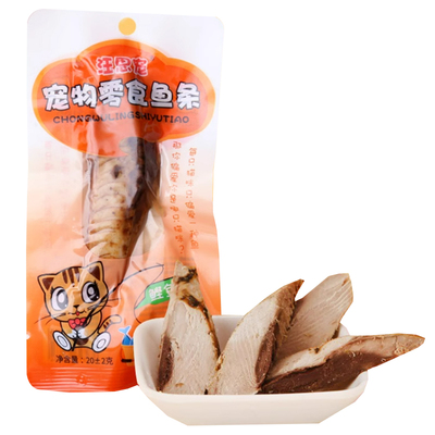 宠物猫零食蒸煮鲣鱼条增肥发腮猫咪成猫幼猫小零食大块鱼肉条零食