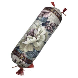 纯棉老粗布中式圆枕古代枕头枕芯荞麦仿古保健高枕助睡眠护颈椎