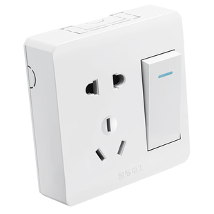 国际电工明装插座多孔明线明盒墙面壁超薄款家用十五孔带开关面板