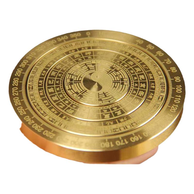 纯黄铜多圈层旋转八卦罗盘多功能手把件装饰摆件解压神器指尖罗盘