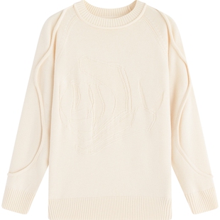 播broadcute童装毛衣女童秋冬新款宽松圆领打底针织毛衫KEQ3S552