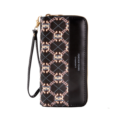 新款复古长款女士双拉链手拿钱包