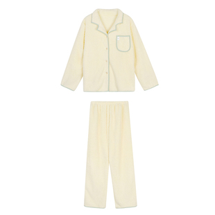 JoyceBra  格子包边珊瑚绒睡衣女秋冬舒适保暖长袖开衫家居服套装