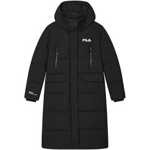 FILA斐乐长款羽绒服女冬季新款防泼水防油污防风连帽保暖外套