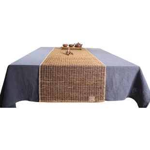 慕布卡夏布布艺桌旗新中式禅意苎麻茶席北欧茶几旗日式餐桌旗定制