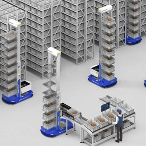 仓储货架料箱搬运机器人激光slam自动上下料出入库智能AGV小车