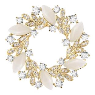 精致树叶圆环胸针女款2025新款简约独特胸花别针高端时尚大气配饰