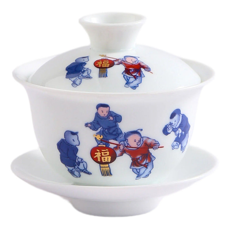 高温陶瓷复古童子功夫茶具套装
