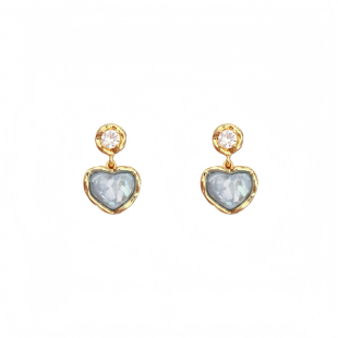 「淡蓝恋曲」法式chic高级感百搭小巧日常淡蓝色爱心耳环/耳夹女