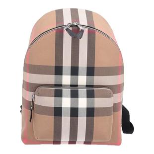 自营BURBERRY博柏利双肩背包经典纺织格纹装饰拉链配口袋新年礼物