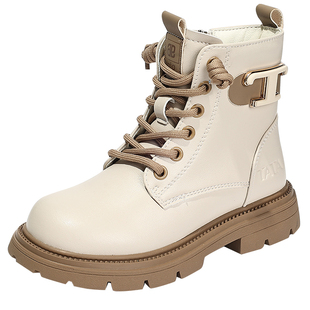 TATA他她童鞋冬季加绒马丁靴男女童舒适软底宝宝靴英伦风时尚短靴