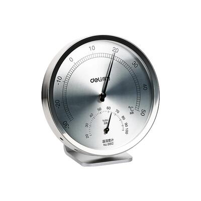 药房不锈钢温湿度计得力