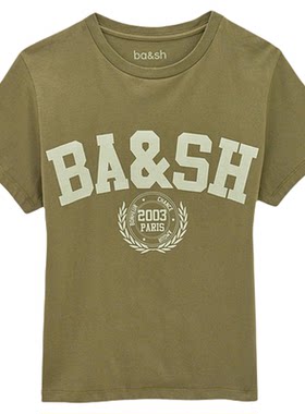bash2026新款秋季简约基础logo印花棉质T恤女款短袖上衣1H26IONI