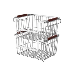 304不锈钢桌面零食置物架客厅杂物筐玩具储物盒厨房果蔬菜收纳篮