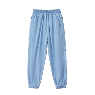 ask女童裤子2026新款夏装洋气女孩防蚊裤儿童爱心休闲裤九分裤潮