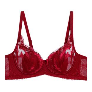 爱慕美体烟火星辰内衣女红色4/4软钢圈薄衬垫大胸显小隐孔杯文胸