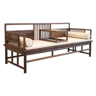 墨兰新中式禅意实木罗汉床黑胡桃木榆木现代客厅床榻沙发床卧榻