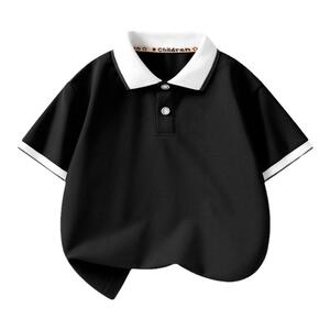 罗蒙男童polo衫短袖中大童T恤纯棉班服女童白色打底衫小学生校服