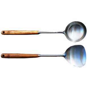 老饭骨锅铲炒勺食品级304不锈钢炒菜铲勺铲子胡桃木柄家用不烫手