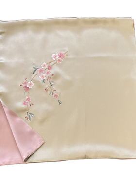 真丝披肩江南风苏绣女手工绣花花枝图案香槟杏色百搭防晒保暖通用