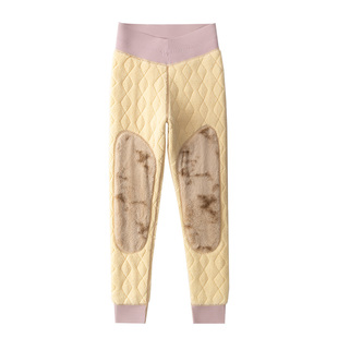 宜而爽羊毛保暖裤女士冬季加绒加厚羊羔绒棉裤护膝东北特厚打底裤