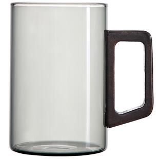 青苹果中式水杯待客泡茶杯耐高温男士木柄玻璃杯套装家用喝水杯子