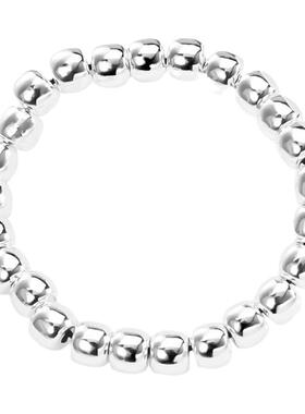 宝茉9999足银简约光面珠子手链女