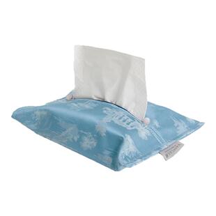 VANCASA烟水浮图 法式中国风纸巾盒蓝绿双色绑带车载家用抽纸巾盒