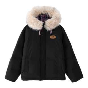 【明星同款】ER小香风毛领连帽羽绒服保暖90白鸭绒派克服外套