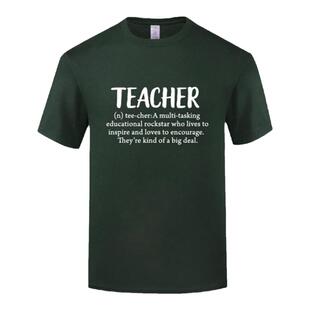 新款短袖圆领棉T恤男宽松大码 Teacher Definition 教师礼物感恩