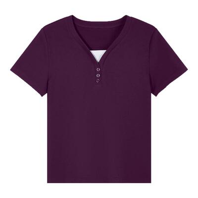 v领短袖t恤女正肩宽松上衣