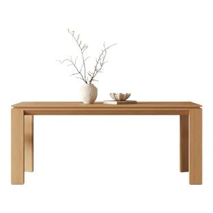 原木风餐桌小户型2025新款家用白橡木皮长方形全实木日式大板书桌