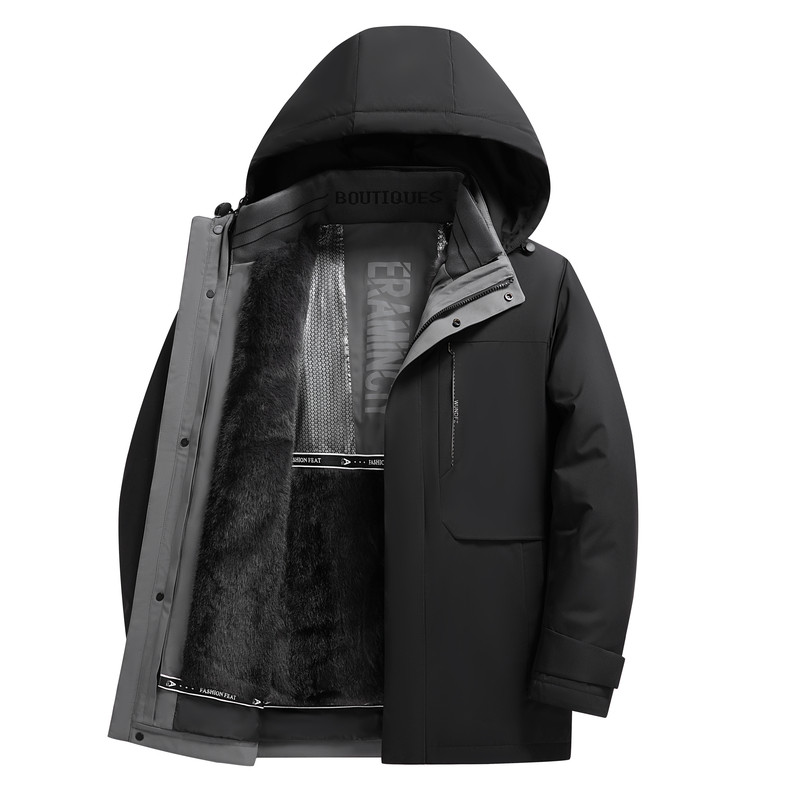 皮尔卡丹鹅绒羽绒服男冬季2025新款加绒加厚可拆卸内胆中老年外套